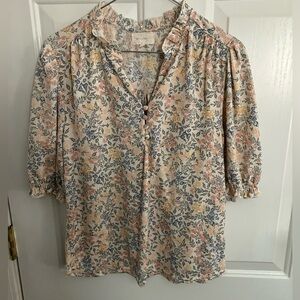 MELLODAY Floral Button-Front Blouse
